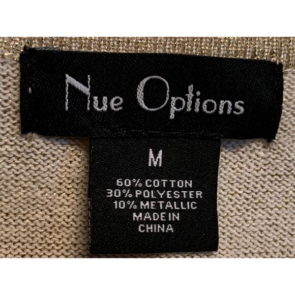 Nue Options Women's Medium Sweater Button Down Gold Sequins Long Sleeve NEW - Picture 3 of 14